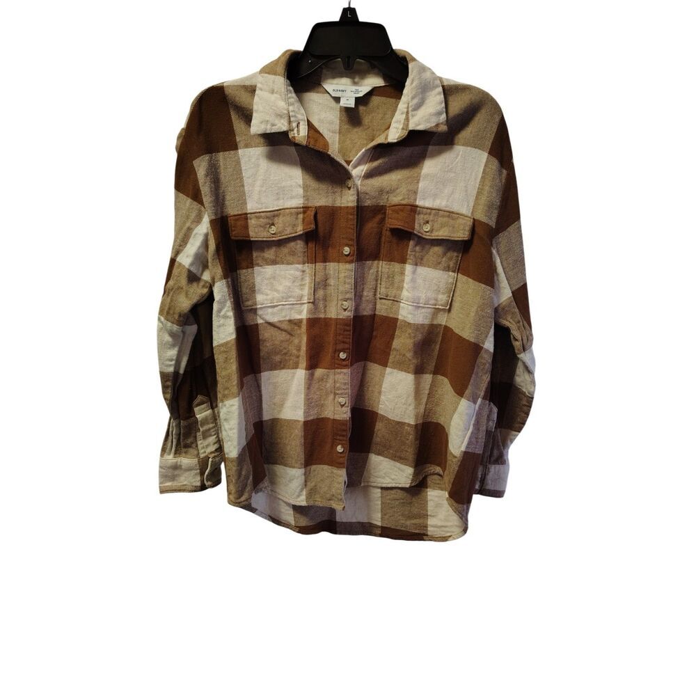 Old Navy Brown Plaid Medium Button Up Long Sleeve Top